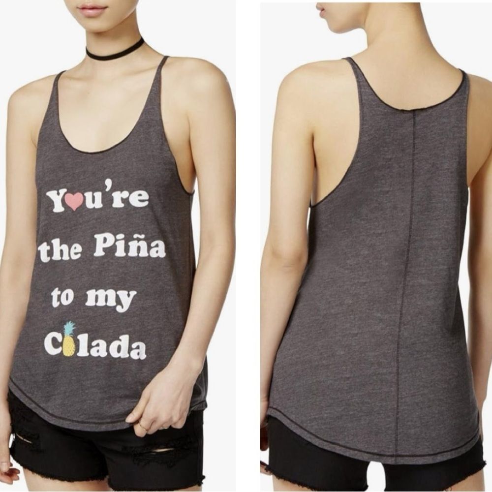 Junk Food You're The Pina to My Colada Graphic Slub Tank Top Size Large